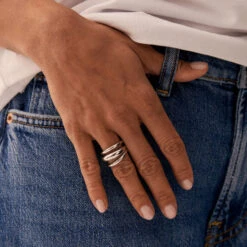 Bague Large TRIJONC - Argenté -Bagues Magasin 02220352 050 52 M1