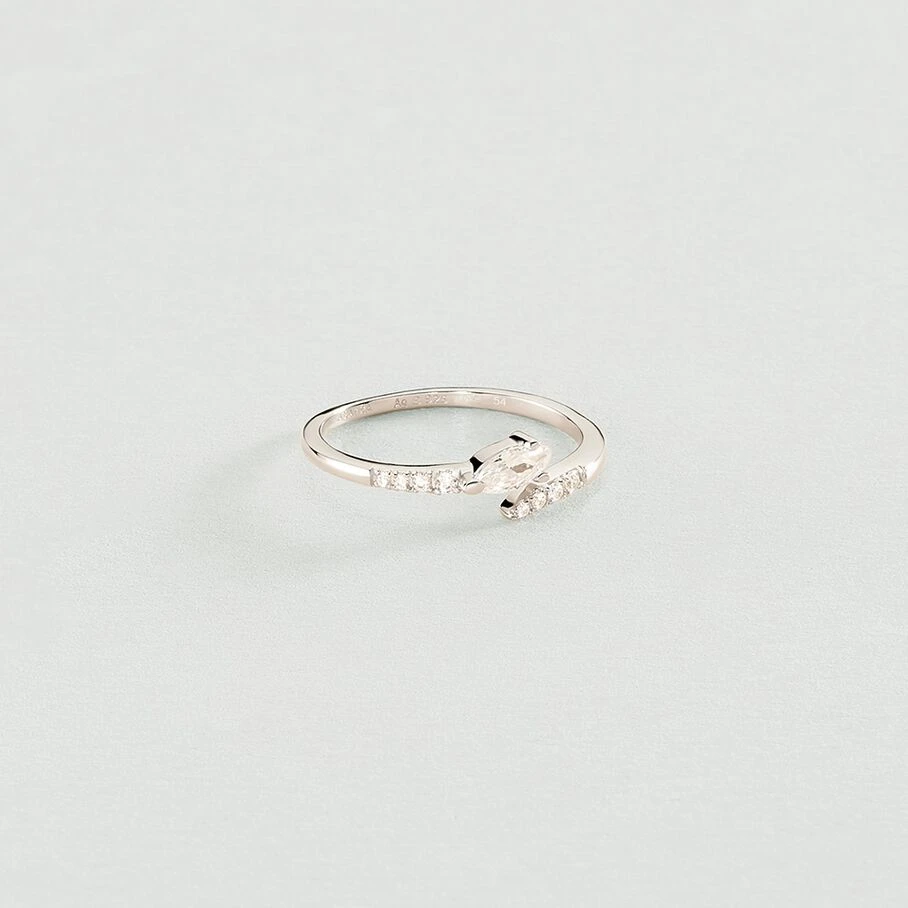 Bague Fine SNAKY - Cristal / Argenté