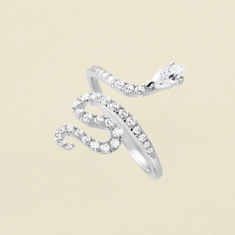 Bague Large SNAKY - Cristal / Argenté 3 Bague Large SNAKY - Cristal / Argenté