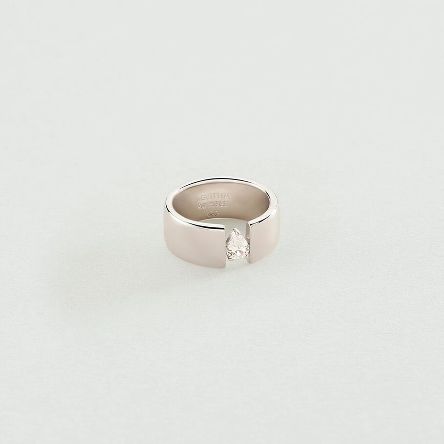 Bague Large JADE - Cristal / Argenté 3 Bague Large JADE - Cristal / Argenté