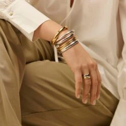 Bague Large DUA - Argenté / Doré -Bagues Magasin 02220505 879 52 M2