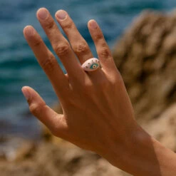 Bague Large CYCLADES - Rose Pâle/ Doré -Bagues Magasin 02280248 895 52 M2