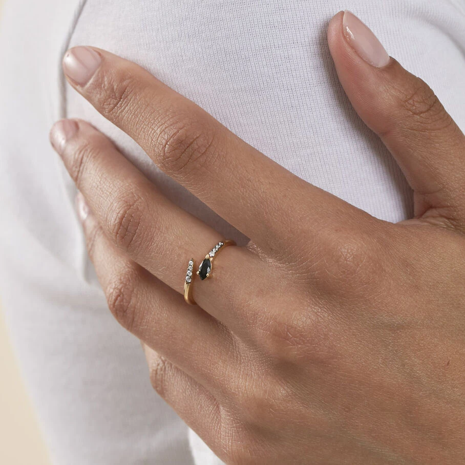 Bague Fine SNAKY - Cristal / Gun 4 Bague Fine SNAKY - Cristal / Gun – Image 2