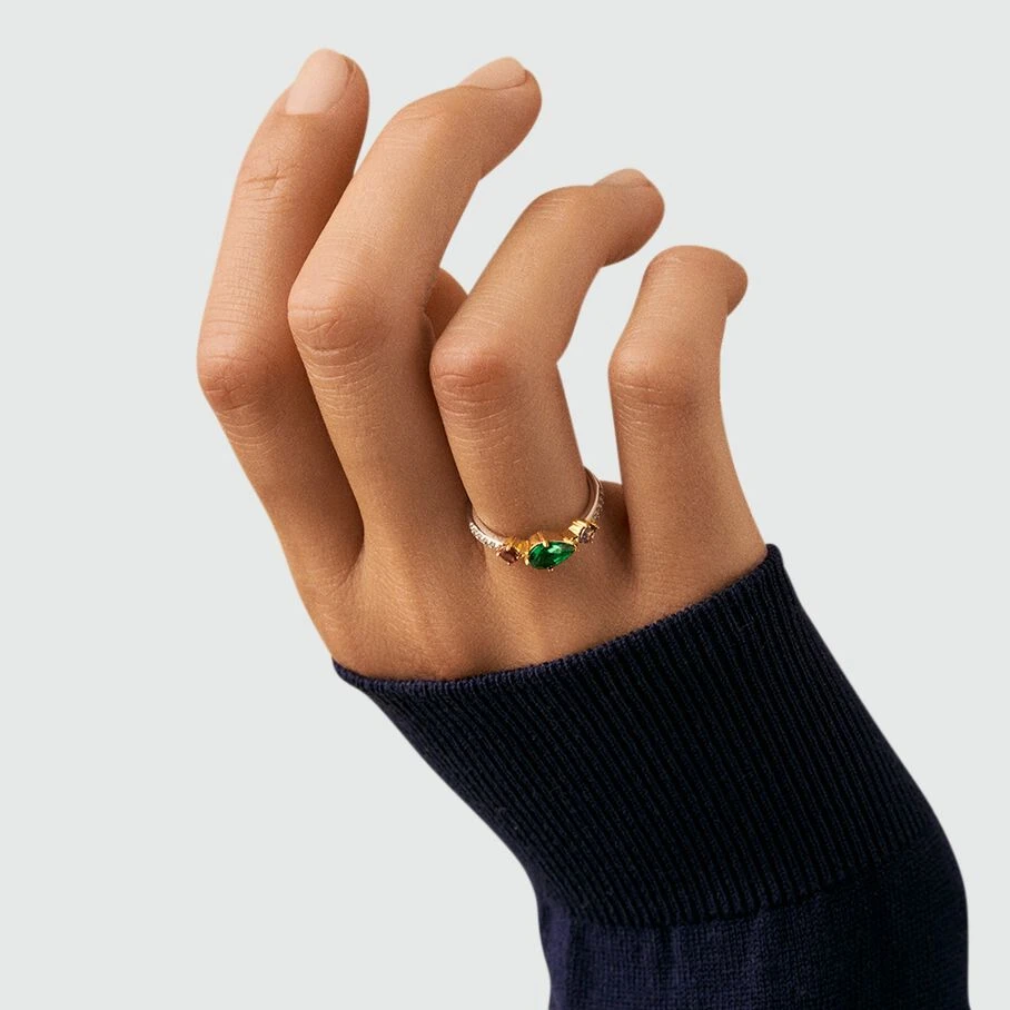 Bague Fine ASTRE - Multicolore / Doré 4 Bague Fine ASTRE - Multicolore / Doré – Image 2