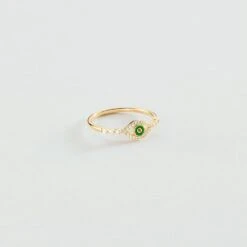 Bague Fine LUCKY EYE - Vert / Doré