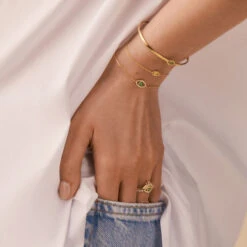 Bague Fine LUCKY EYE - Vert / Doré -Bagues Magasin 02290027 658 58 M2