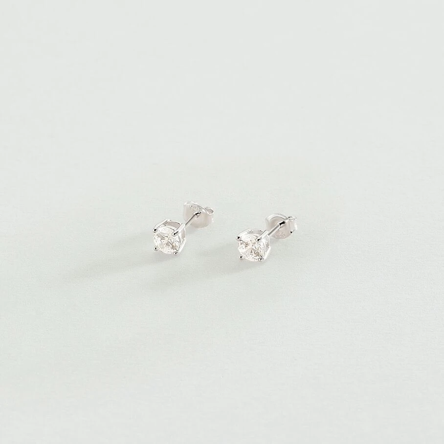 Boucles D'oreilles Puces SOL - Cristal / Argenté 3 Boucles D'oreilles Puces SOL - Cristal / Argenté