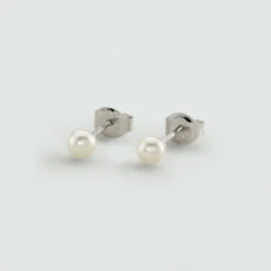 Boucles D'oreilles Puces MINIPERL - Perle / Argenté