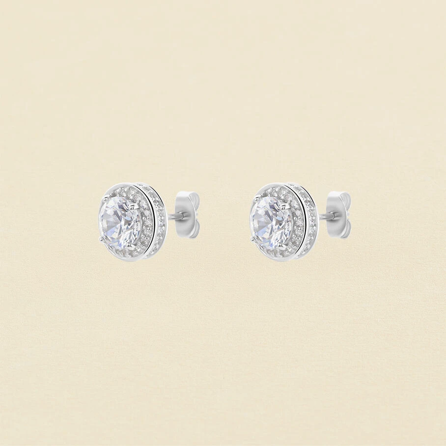 Boucles D'oreilles Puces IMPERIAL - Cristal / Argenté 3 Boucles D'oreilles Puces IMPERIAL - Cristal / Argenté