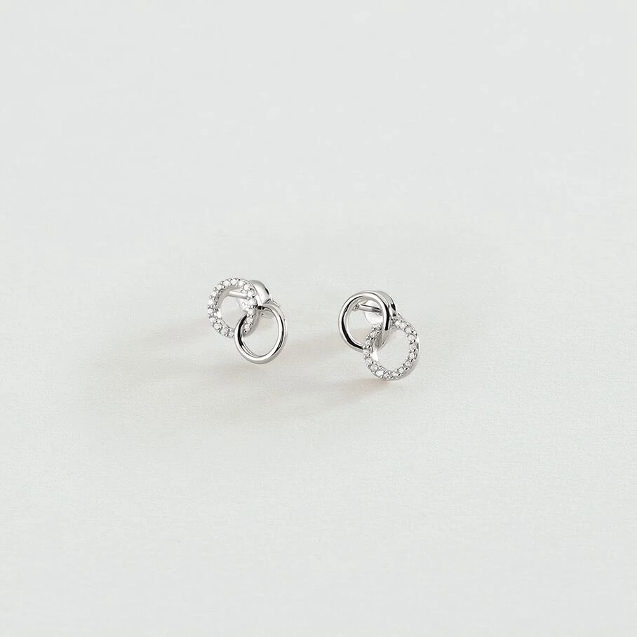 Boucles D'oreilles Puces RONDOU - Cristal / Argenté 3 Boucles D'oreilles Puces RONDOU - Cristal / Argenté