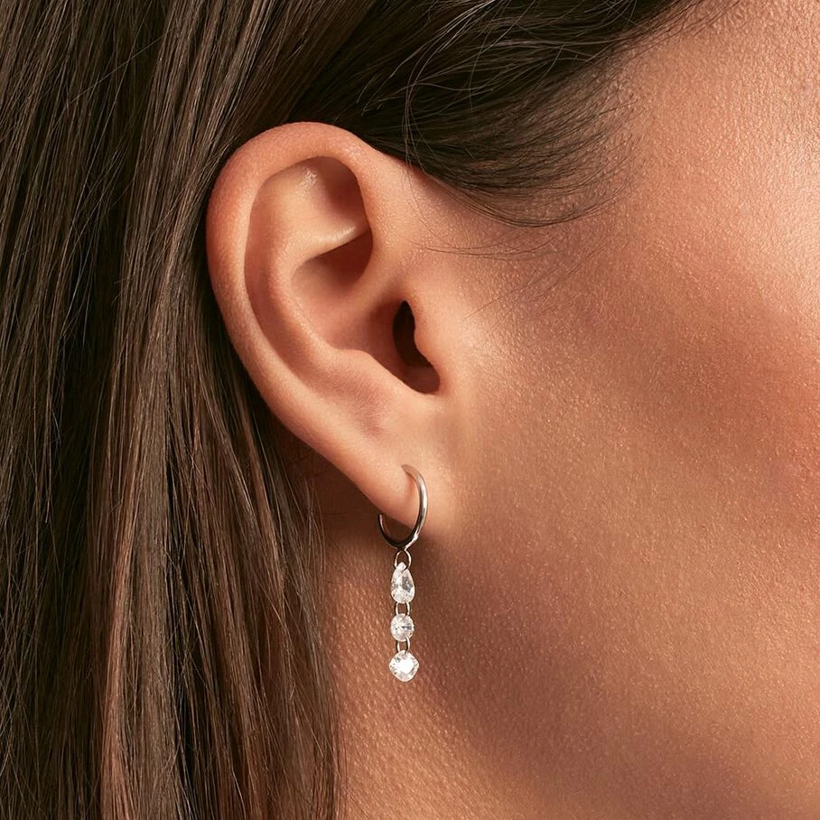 Créoles PETILLE - Cristal / Argenté 4 Créoles PETILLE - Cristal / Argenté – Image 2