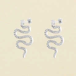Boucles D'oreilles Pendantes SNAKY - Cristal / Argenté