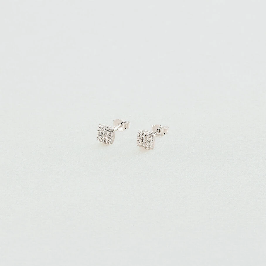 Boucles D'oreilles Puces GLORIA - Cristal / Argenté 3 Boucles D'oreilles Puces GLORIA - Cristal / Argenté