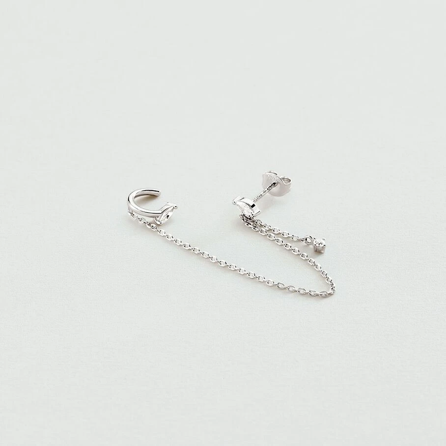 Piercing Ear Cuff AMAS - Cristal / Argenté 3 Piercing Ear Cuff AMAS - Cristal / Argenté