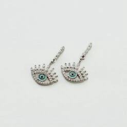 Boucles D'oreilles Pendantes LUCKY EYE - Turquoise / Argenté