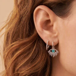 Créoles LUCKY EYE - Turquoise / Argenté -Bagues Magasin 02321271 650 TU M1