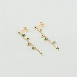 Boucles D'oreilles Pendantes NEITH - Vert / Doré