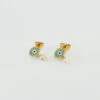 Boucles D'oreilles Puces CYCLADES - Turquoise / Doré -Bagues Magasin 02381225 731 TU 01