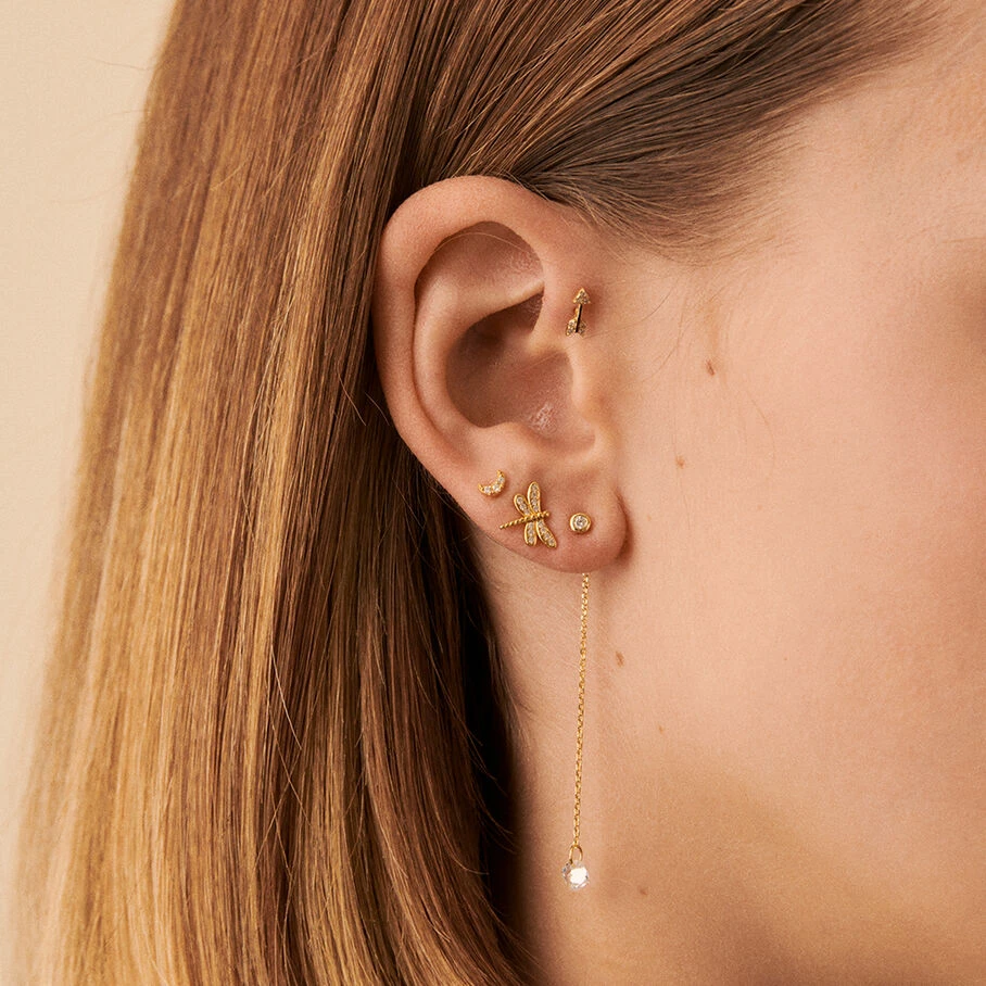 Piercing Puce PERCEE - Cristal / Doré 4 Piercing Puce PERCEE - Cristal / Doré – Image 2