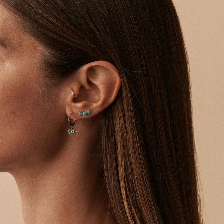 Piercing Puce TRIOFLOR - Turquoise / Doré 4 Piercing Puce TRIOFLOR - Turquoise / Doré – Image 2