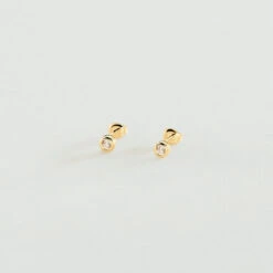 Boucles D'oreilles Puces BRILLANT - Cristal / Doré