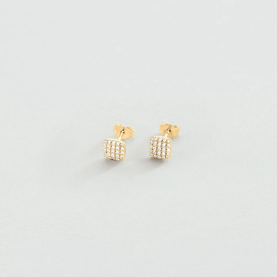 Boucles D'oreilles Puces GLORIA - Cristal / Doré 3 Boucles D'oreilles Puces GLORIA - Cristal / Doré