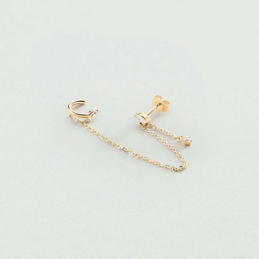 Piercing Ear Cuff AMAS - Cristal / Doré 3 Piercing Ear Cuff AMAS - Cristal / Doré