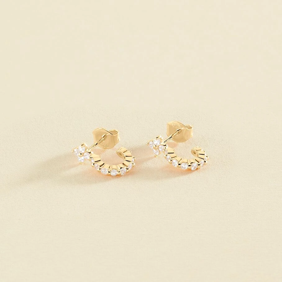 Créoles BELOVED - Cristal / Doré 3 Créoles BELOVED - Cristal / Doré