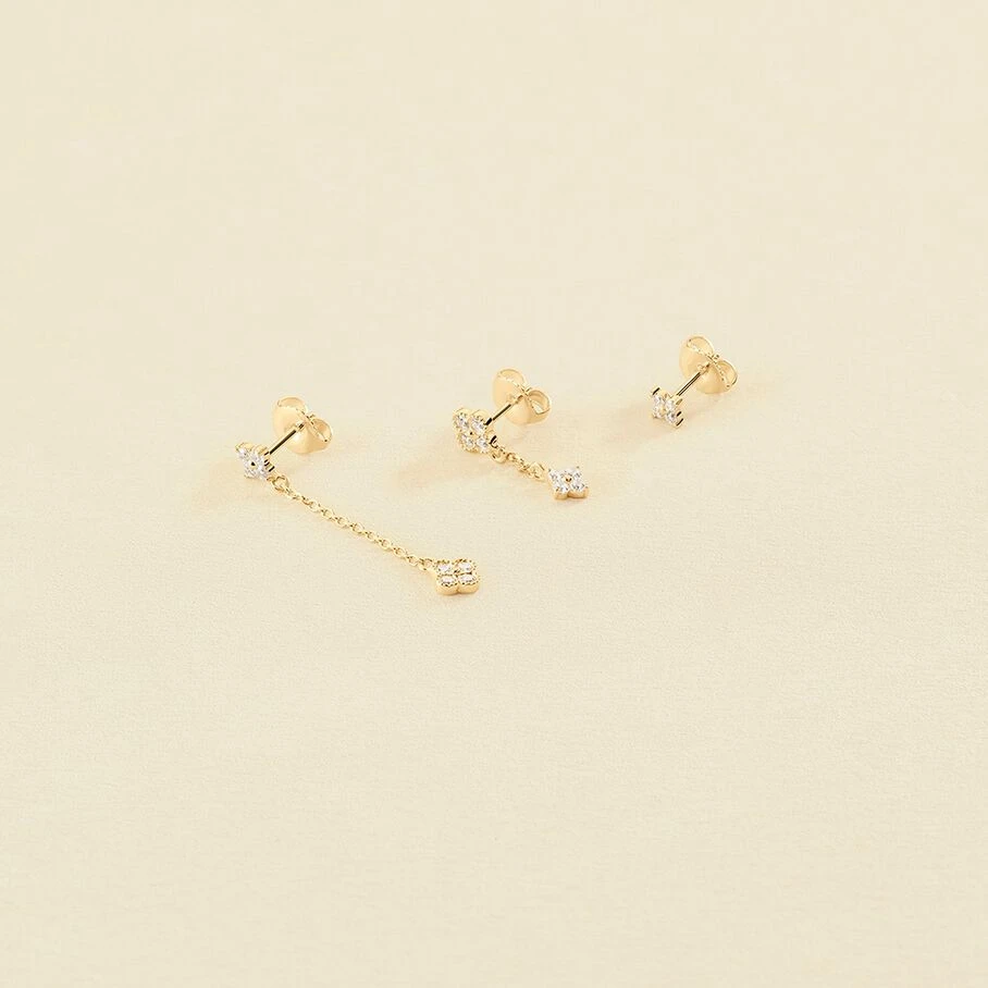 Piercing Puce MIX& MATCH - Cristal / Doré 3 Piercing Puce MIX& MATCH - Cristal / Doré