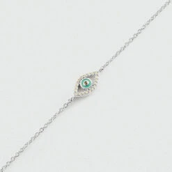 Bracelet Souple LUCKY EYE - Turquoise / Argenté