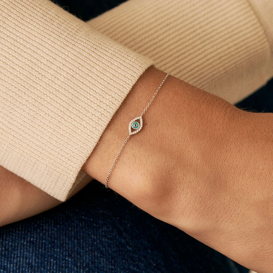 Bracelet Souple LUCKY EYE - Turquoise / Argenté 5 Bracelet Souple LUCKY EYE - Turquoise / Argenté – Image 3