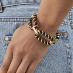 Bracelet Souple SESHA - Noir / Doré -Bagues Magasin 02451152 270 TU M2