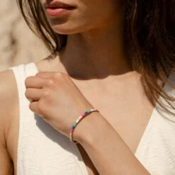 Jonc BONHEUR - Rose/blanc/bleu -Bagues Magasin 02480229 981 TU M2