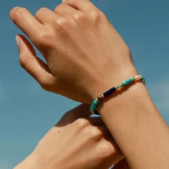 Bracelet Souple CYCLADES - Bleu / Doré -Bagues Magasin 02480271 109 TU M2