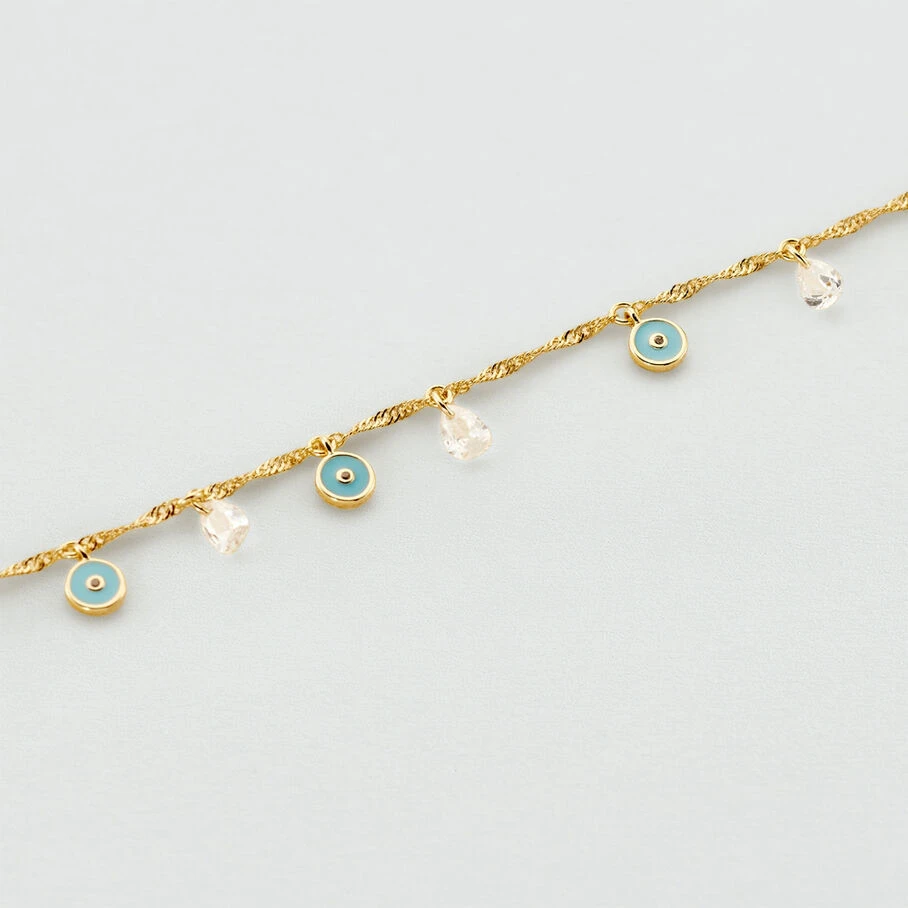 Bracelet Souple CYCLADES - Turquoise / Doré 3 Bracelet Souple CYCLADES - Turquoise / Doré