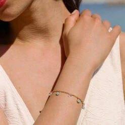 Bracelet Souple CYCLADES - Turquoise / Doré 7 Bracelet Souple CYCLADES - Turquoise / Doré -Bagues Magasin 02480272 731 TU M2