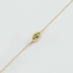 Bracelet Souple LUCKY EYE - Vert / Doré