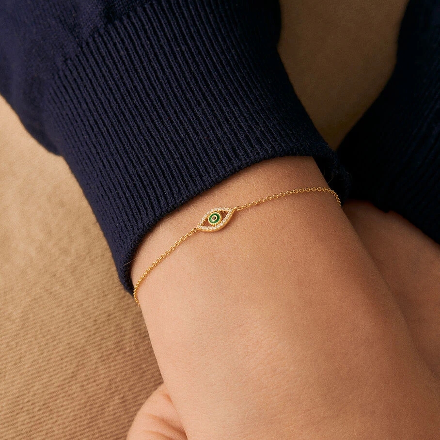 Bracelet Souple LUCKY EYE - Vert / Doré 5 Bracelet Souple LUCKY EYE - Vert / Doré – Image 3