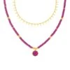 Collier Mi-long BAIA - Fuchsia / Doré -Bagues Magasin 02651354 188 TU 01
