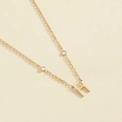 Collier Ras Du Cou LETTRE H - Cristal / Doré