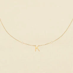 Collier Ras Du Cou LETTRE K - Cristal / Doré