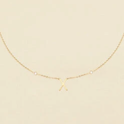 Collier Mi-long LETTRE X - Cristal / Doré