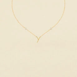 Collier Ras Du Cou LETTRE Y - Cristal / Doré