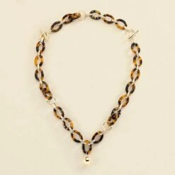 Collier Mi-long BOUCLE - Ecaille / Doré