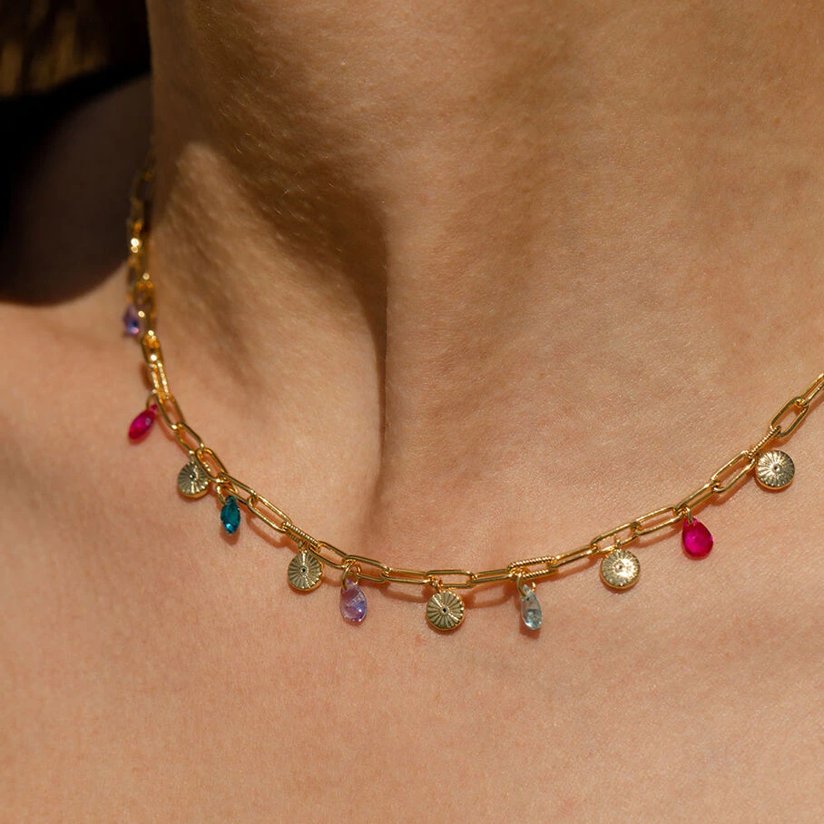 Collier Ras Du Cou CYCLADES - Multicolore / Doré 4 Collier Ras Du Cou CYCLADES - Multicolore / Doré – Image 2