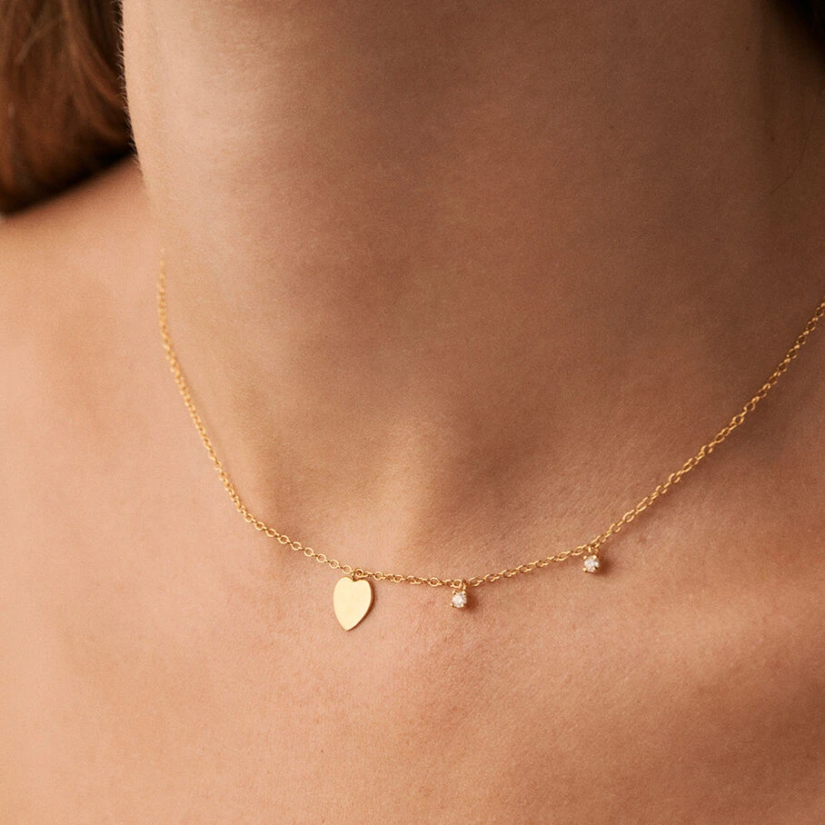 Collier Ras Du Cou CORAZON - Cristal / Doré 4 Collier Ras Du Cou CORAZON - Cristal / Doré – Image 2