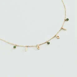 Collier Ras Du Cou LUCKY EYE - Vert / Doré