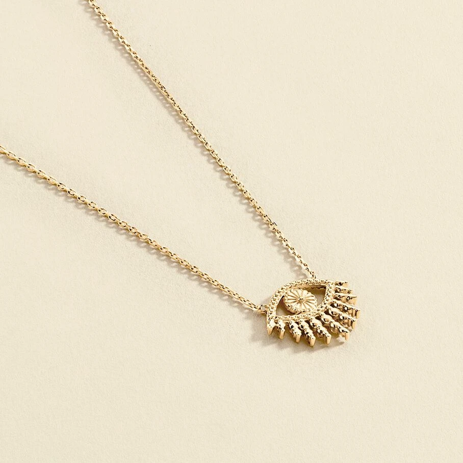 Collier Mi-long LUCKY EYE - Vert / Doré 4 Collier Mi-long LUCKY EYE - Vert / Doré – Image 2