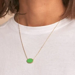 Collier Mi-long ATMA - Onyx/ Vert -Bagues Magasin 02690140 513 TU M2
