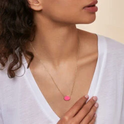 Collier Mi-long ATMA - Nacre /rose -Bagues Magasin 02690140 642 TU M1